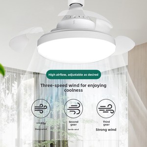 Ventilatore a <span class=keywords><strong>Soffitto</strong></span> LED Invisibile <span class=keywords><strong>con</strong></span> <span class=keywords><strong>Luce</strong></span>, Attacco E27, Telecomando e Dimmerazione a Tre Colori per Sale <span class=keywords><strong>da</strong></span> Pranzo e Camere <span class=keywords><strong>da</strong></span> Letto - Product Image 2