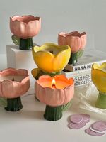 Tulpen-Sojawachs-Aromatherapie-Kerze, niedliche Geschenkbox für Frauen zum Geburtstag, langanhaltende blumenförmige Dekoration für Diwali und Ramadan