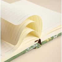 Soododo A6 Bloc-notes portable en tissu de lin vintage magnétique avec broderie de fleurs et d'arbres, petit format, reliure spirale, taille A5/B6