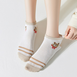 Women's Breathable Low Cut Cotton Socks Cartoon Bear Design Summer Thin Casual Socks - Product Image 4
