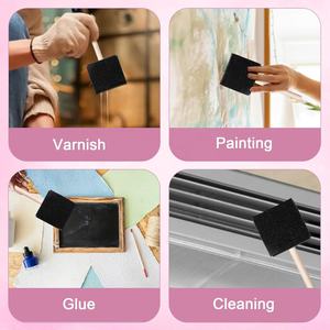 Ensemble de pinceaux en éponge noire avec manche en bois, légers et durables, tailles de 1 à 4 pouces pour la <span class=keywords><strong>peinture</strong></span>, la teinture, les vernis, le bricolage - Product Image 6