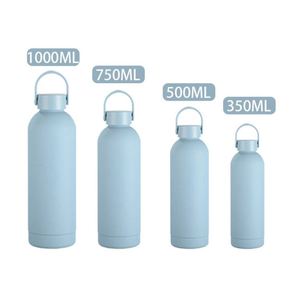 Botella de Agua de Acero Inoxidable de Doble Pared con Boca Pequeña, Recubrimiento de Goma y Logotipo Personalizado, 350ml/500ml/750ml/1000ml, Tacto Suave - Product Image 1