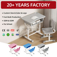 Ensemble de bureau et chaise ergonomiques réglables en hauteur pour étudiants, avec structure métallique durable, pour lycée