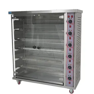 Pollo girarrosto Grill 6 strati industriale verticale Gas pollo girarrosto forno macchina BBQ pollo girarrosto rotativo girarrosto