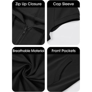 Chaleco ligero con capucha y cremallera para mujer, sin mangas, con bolsillos, estilo casual, holgado, para todas las estaciones, chaqueta deportiva para exteriores. - Product Image 5