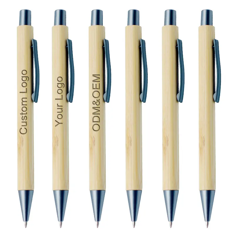 Promoção Eco Bamboo Ball Pen Luxo Anuncie Bamboo Ballpoint Pen Caneta de madeira personalizada com logotipo personalizado Impressão do logotipo do laser impresso