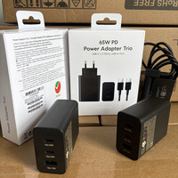 Cargador de Pared Superrápido de Alta Calidad PD 65W+25W+15W con 3 Puertos para Samsung Galaxy S23 S24 S25 S26, Adaptador de Corriente USB-C Trio de 65W