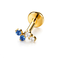 Anting-anting tusuk titanium lapis pelangi dengan potongan marquise zircon klasik Lotus, polesan tinggi, bagian belakang datar, hadiah perhiasan.