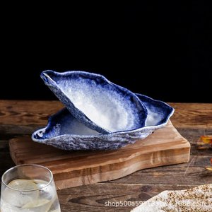 Plato de Cerámica Estilo Japonés para <span class=keywords><strong>Sushi</strong></span> y Sashimi, Diseño de Concha de Ostra, Vintage, para Restaurante, Plato <span class=keywords><strong>Creativo</strong></span> para Aperitivos, Esmalte Azul Verde, 7.5, 9.5, 11.5 - Product Image 2