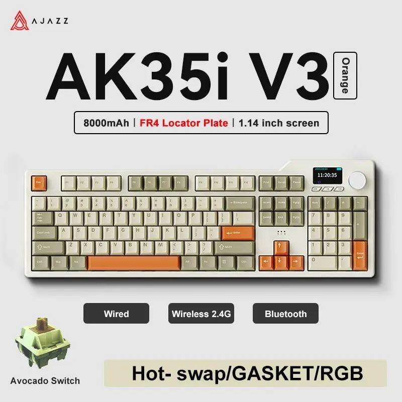 AJAZZ AK35I V3 MAX Avocado Switch Tri-mode with Screen RGB DIY