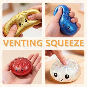 Almacén de EE. UU. Venta al por mayor a granel Juguetes sensoriales blandos arcoíris Grandes Jumbo con purpurina Misteriosos Squishy tipo Dumpling Bolas antiestrés Caja Sorpresa - Product Image 5
