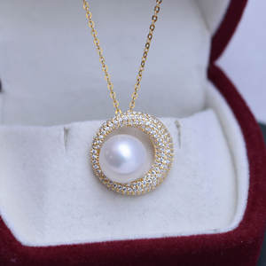 Collar de Perlas Redondas de Agua Dulce de 10-11 mm, Plata S925 con Colgante de Bambú, Luz Intensa y Pequeñas Imperfecciones, Moderno para Mujer - Product Image 4