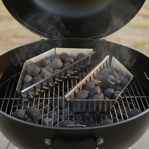Paniers à charbon de bois en acier inoxydable, résistants à la rouille et à la chaleur, lot de 2, robustes, de remplacement pour accessoires de barbecue à bouilloire - Product Image 1
