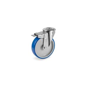 TELLURE ROTA - 616406 Injection polyurethane <b>wheels</b>, polyamide 6 centre, swivel bracket <b>with</b> bolt hole type NL <b>with</b> front <b>lock</b> - - Product Image 1
