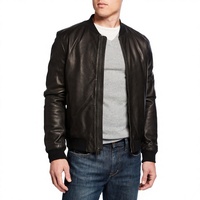Blouson Bomber Homme en Cuir de Vachette Véritable, Couleur Unie, Fermeture Boutons Cachés, Col Montant, Style Décontracté Hiver, Veste Universitaire pour Adultes