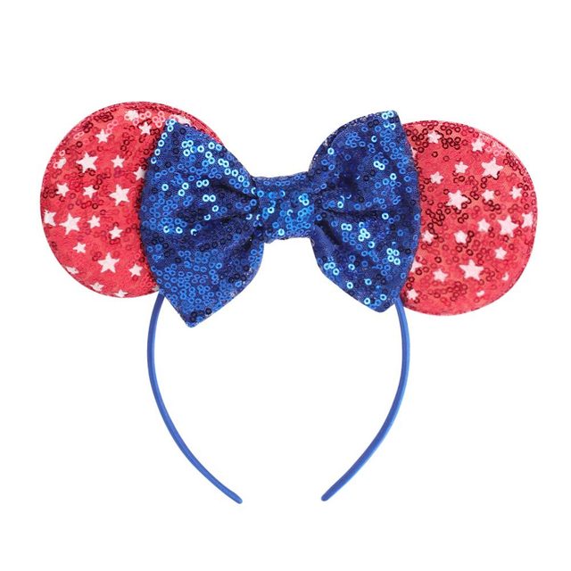 2023 USA Mickey Ear Glitter Sequin Bow Girl Party Festival 4th of July Star Sequin Mouse Ears Knotted Headbands