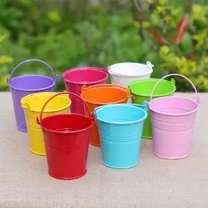 Balde suculento criativo para plantas em vasos, balde pequeno de metal para enfeites domésticos, artesanato em ferro, em estoque, miniatura criativa