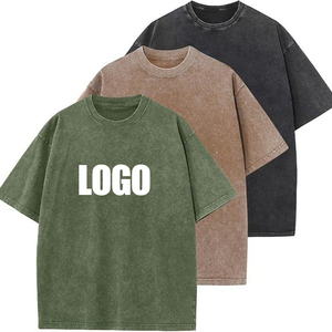 Camiseta de <span class=keywords><strong>Hombre</strong></span> Oversize de Algodón 230gsm Estilo Americano Urbano, Lavado Vintage, <span class=keywords><strong>Cuello</strong></span> Redondo, <span class=keywords><strong>Manga</strong></span> Corta, Venta al por Mayor - Product Image 1