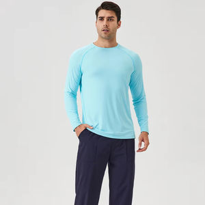 Camiseta Deportiva de Manga Larga para Hombre, Protección Solar UPF50+, Personalizable, Diseño Sólido, Transpirable, Ideal para Correr y Hacer Ejercicio al Aire Libre - Product Image 1