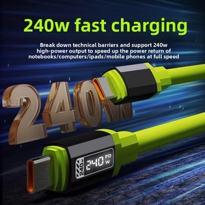 <span class=keywords><strong>Cable</strong></span> <span class=keywords><strong>de</strong></span> Datos Tipo-C <span class=keywords><strong>de</strong></span> Alta Potencia <span class=keywords><strong>de</strong></span> 240W con <span class=keywords><strong>Pantalla</strong></span> Digital y Carga Rápida <span class=keywords><strong>de</strong></span> 10A para Dispositivos Móviles y Bancos <span class=keywords><strong>de</strong></span> Energía - Product Image 2