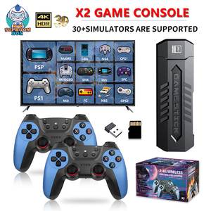 X2 Blue Retro Game Stick 4K <b>Plug</b> and Play Video Game Console for <b>TV</b> 64G/128G/256GB Storage 2.4G Wireless Rechargeable Controller - Product Image 1