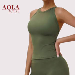 Top sportivo da <span class=keywords><strong>donna</strong></span> a <span class=keywords><strong>collo</strong></span> <span class=keywords><strong>alto</strong></span> per palestra e fitness, con schiena incrociata, senza maniche, ad <span class=keywords><strong>alto</strong></span> sostegno e con coppe rimovibili - Product Image 2