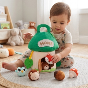 Casa a Forma di Fungo dei Cartoni Animati con 6 Peluche, Gioco per Bambini con Bambole Imbottite - Product Image 1