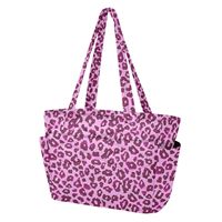 Sac fourre-tout rose imprimé léopard, imperméable, design personnalisé, grand format, portable, pour le voyage et le shopping, sac à bandoulière pour femme avec poignée