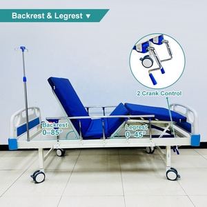 <span class=keywords><strong>Lit</strong></span> d'hôpital manuel à deux manivelles pour soins aux patients avec dossier réglable et barrières latérales en aluminium - Product Image 3
