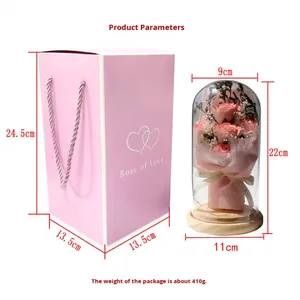 Flores de Jabón LED Realistas con Cubierta de Cristal, Adornos para el Día de San Valentín, Regalos de Flores Eternas, Rosa Estrella Fugaz de Larga Duración - Product Image 5