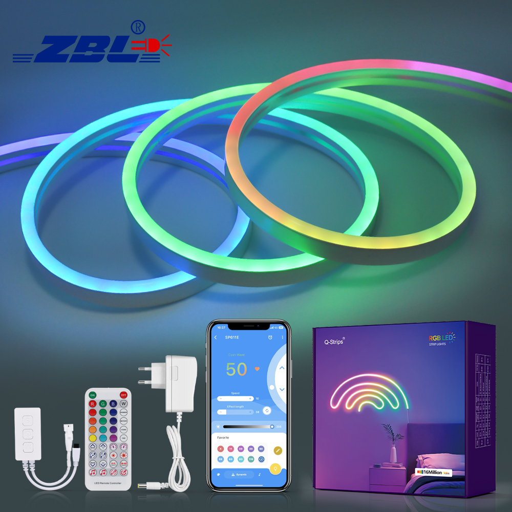 Popular IP67 DC12V 24V RGB 5M/Roll 6*13MM 8*17MM Neon LED RGB Strip Light Led Flex Neon Lights