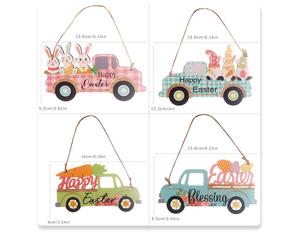 Accessori decorativi in legno UV stampati per appendere scatole in legno artigianali cartelli da parete con camion cieco vecchio cartone animato carino - Product Image 5