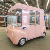 Unité Alimentaire Mobile Attrayante, Vendeur Alimentaire Mobile Compact, Charmant Chariot Alimentaire sur Roues, Mini Camion Alimentaire Rose, Remorque à Burgers