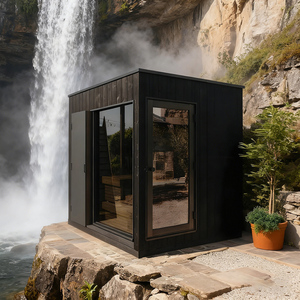 ساونا خشبية داخلية وخارجية بتصميم عصري جميل مع دش وموقد بالأشعة تحت الحمراء للاستخدام الخارجي - Product Image 2