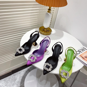 Zapatos de Tacón para Mujer de Lujo con Cristales y Tira Trasera, Zapatos de Novia de Verano Cómodos con Tacón Triangular para Fiesta y Boda 2025 - Product Image 6