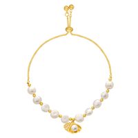 Bracelet en perles d'eau douce baroques, forme animale, style français, élégant et polyvalent, coquillage, haut de gamme, légèrement luxueux, pierre œil-de-chat