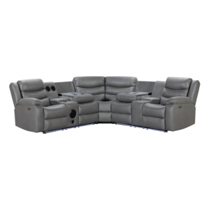 Sofá Seccional Reclinable Moderno con Estructura de Madera y Tapicería de Tela, con Masaje, para Sala de Estar, Modelo 7008 - Product Image 3