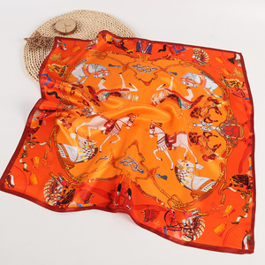 Foulard carré en soie 100% pour animatrice, écharpe de luxe, impression en Satin Mulberry, 53x53 CM - Product Image 2