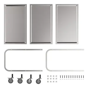 รถเข็นบริการอาหารร้านอาหาร รถเข็นสแตนเลสขนาดกลาง 2 ชั้น รถเข็น - Product Image 5