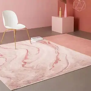 Tapis de Collection rose Girly mignon de haute qualité, tapis de salon de mode moderne de chambre à coucher de couleur dégradée abstraite