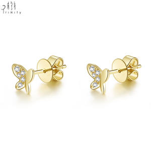 Pendientes de Diamantes Naturales Reales de Oro Sólido de 18K Hechos a Mano con Diseño Personalizado de Mariposa de Alta Calidad al por Mayor para Mujer - Product Image 2