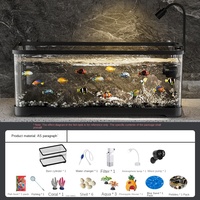 Feiling 8088 High-Peak Aquarium en plastique pour tortues, ensemble complet d'aquascaping pour salon, 1,5 L, carré, pour bureau, haute perméabilité