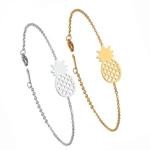Fashion casting sieraden roestvrij staal gouden ananas armband voor meisjes