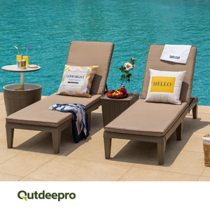 Prix direct usine – Chaises longues <span class=keywords><strong>de</strong></span> piscine modernes <span class=keywords><strong>en</strong></span> <span class=keywords><strong>plastique</strong></span> réglables à 5 positions, résistantes aux UV, avec coussins légers inclus - Product Image 6
