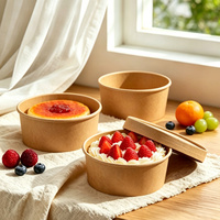 Bols et assiettes en papier kraft biodégradables imprimés sur mesure, bols alimentaires jetables pour les collations, capacité de 750 ml