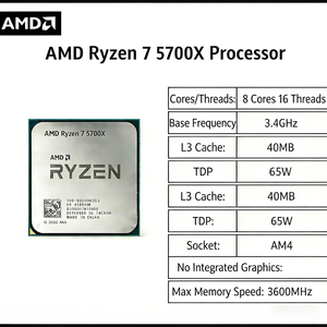 ซีพียู <span class=keywords><strong>AMD</strong></span> <span class=keywords><strong>Ryzen</strong></span> 7 <span class=keywords><strong>5700</strong></span> ใหม่ 8 คอร์ 16 เธรด กระบวนการผลิต 4 นาโนเมตร TDP 65W  โปรเซสเซอร์สำหรับเล่นเกม ความถี่สูงสุด รองรับซ็อกเก็ต AM4 - Product Image 2