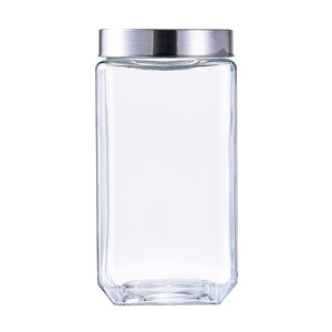 Large Capacity Airtight Glass Jar With Metal Lid For Kitchen Food Storage L Size Cylinder Shape - Product Image 2