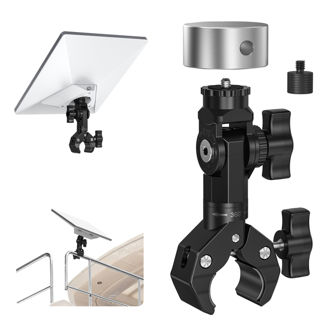 EDUPSK0146S Starlink Mini Aluminum Pipe Adapter Bracket with 1/4 Screw Adapter for Tripod RV Roof Yacht