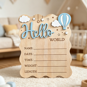 Décoration de chambre d'enfant personnalisée, annonce de naissance de bébé de 15 cm, chanson « Hello World », statistiques de naissance, nouveau-né, pour cadeaux d'hôpital - Product Image 4
