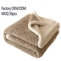 Manta de lana Sherpa de doble capa más Popular, logotipo personalizado, tejido para siesta, Color puro para invierno, cubierta cálida para aire acondicionado